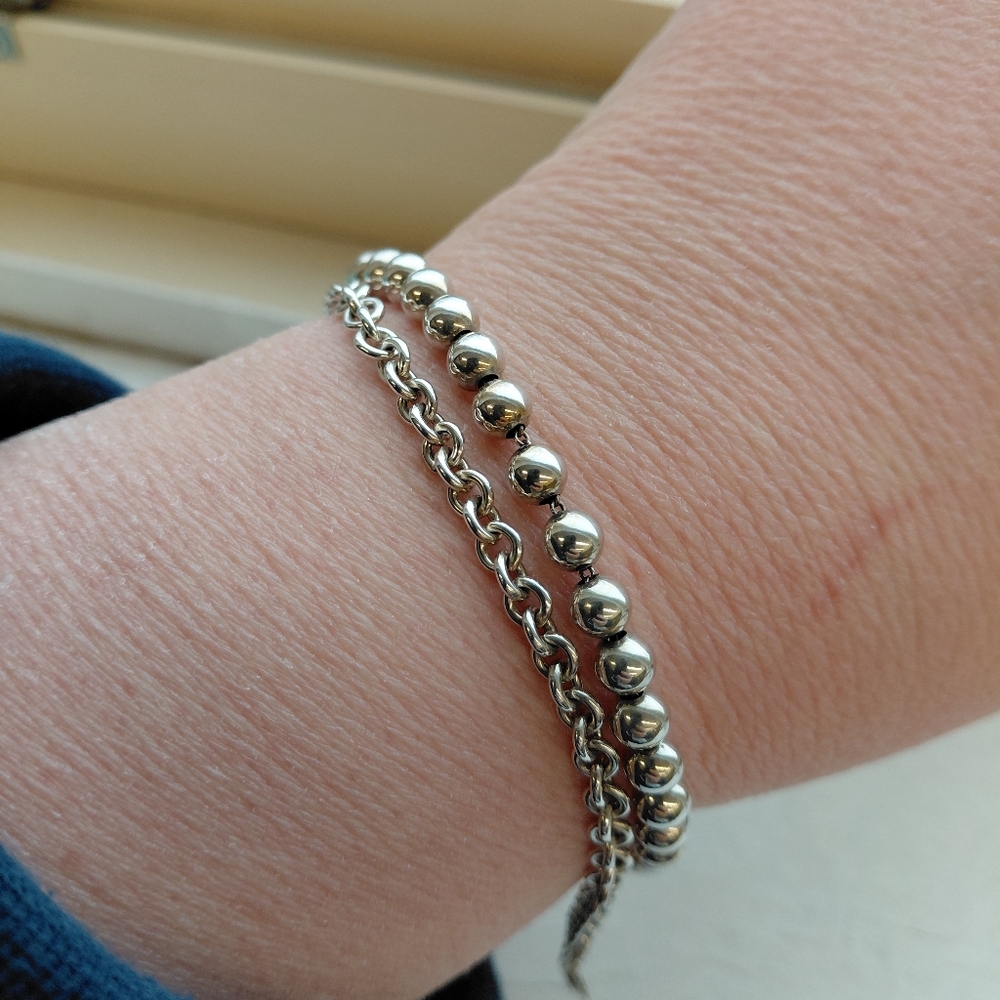 Tiffany Silver Bead Chain Wrap Bracelet